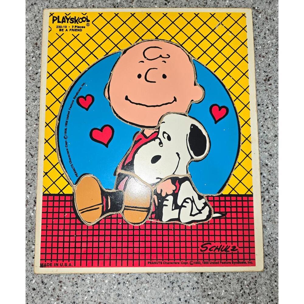 Vintage Playskool Peanuts Snoopy Charlie Brown puzzle Vivid Art Print Cartoon